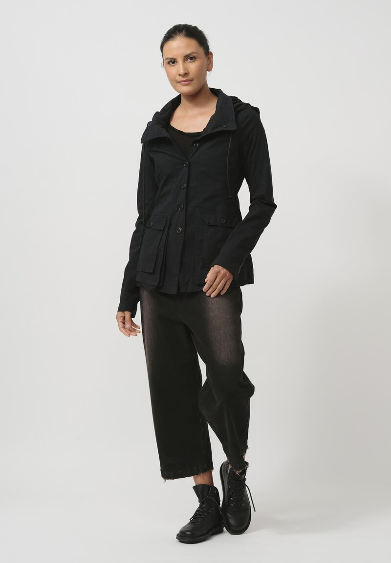 Rundholz Dip Hooded Stretch Cotton Jacket in Black	