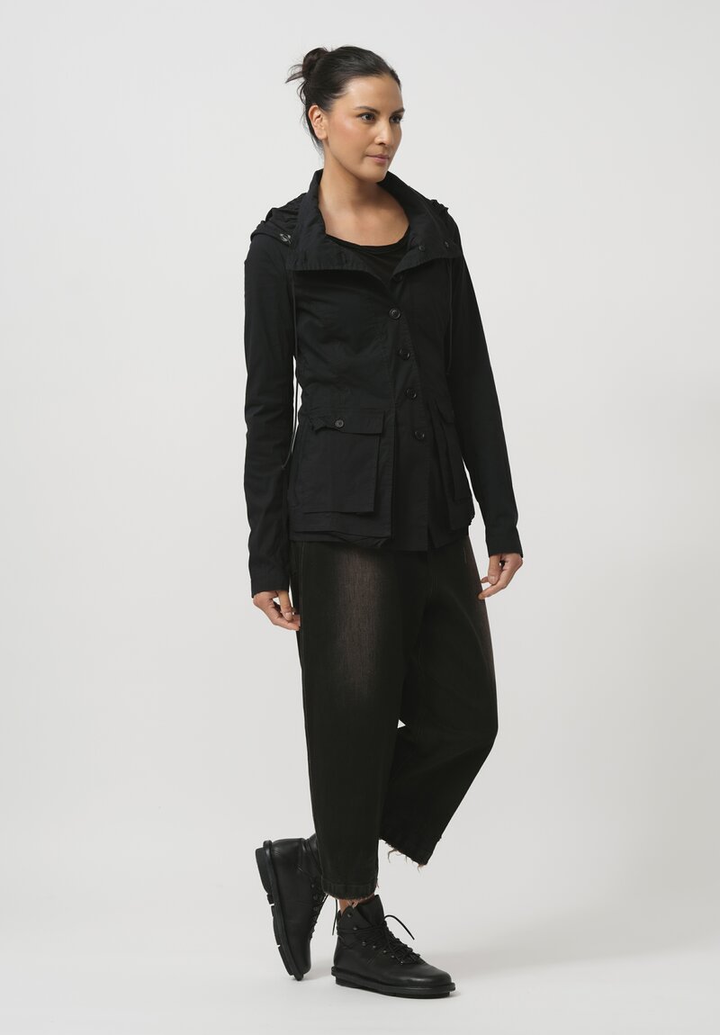 Rundholz Dip Hooded Stretch Cotton Jacket in Black	