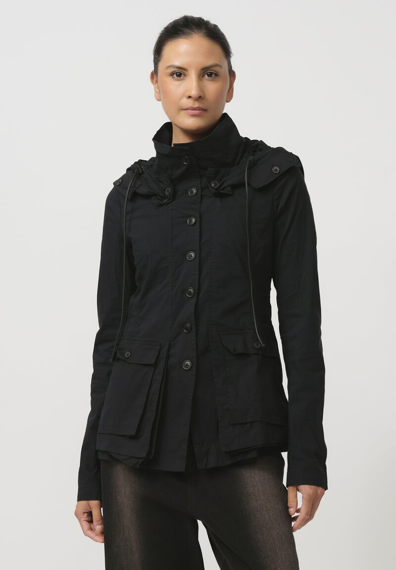 Rundholz Dip Hooded Stretch Cotton Jacket in Black	