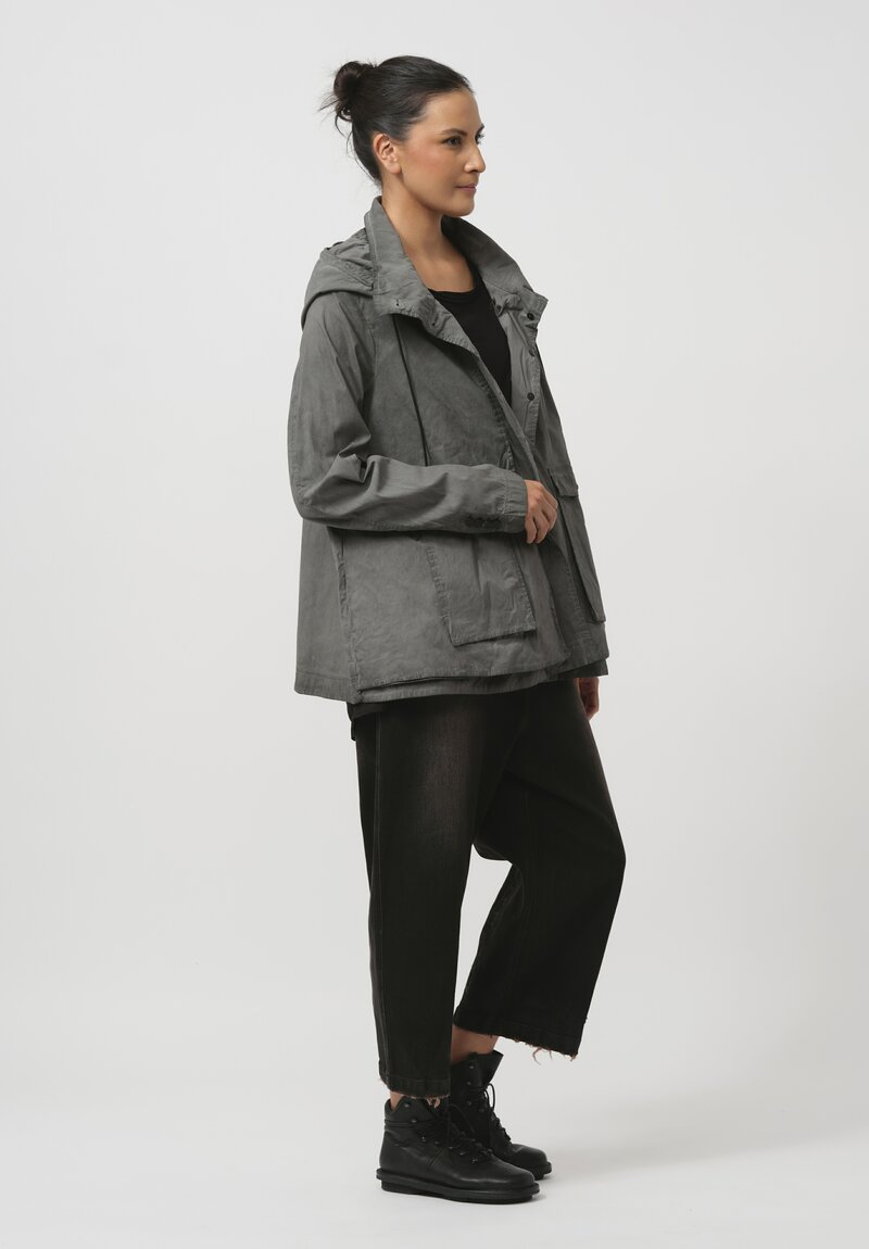 Rundholz Dip Hooded Stretch Cotton Swing Jacket in Pencil Cloud Grey	