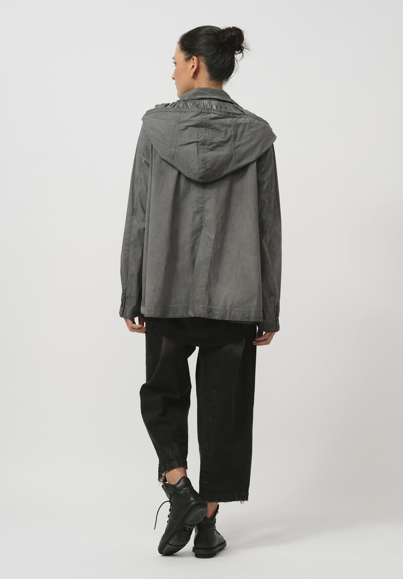 Rundholz Dip Hooded Stretch Cotton Swing Jacket in Pencil Cloud Grey	