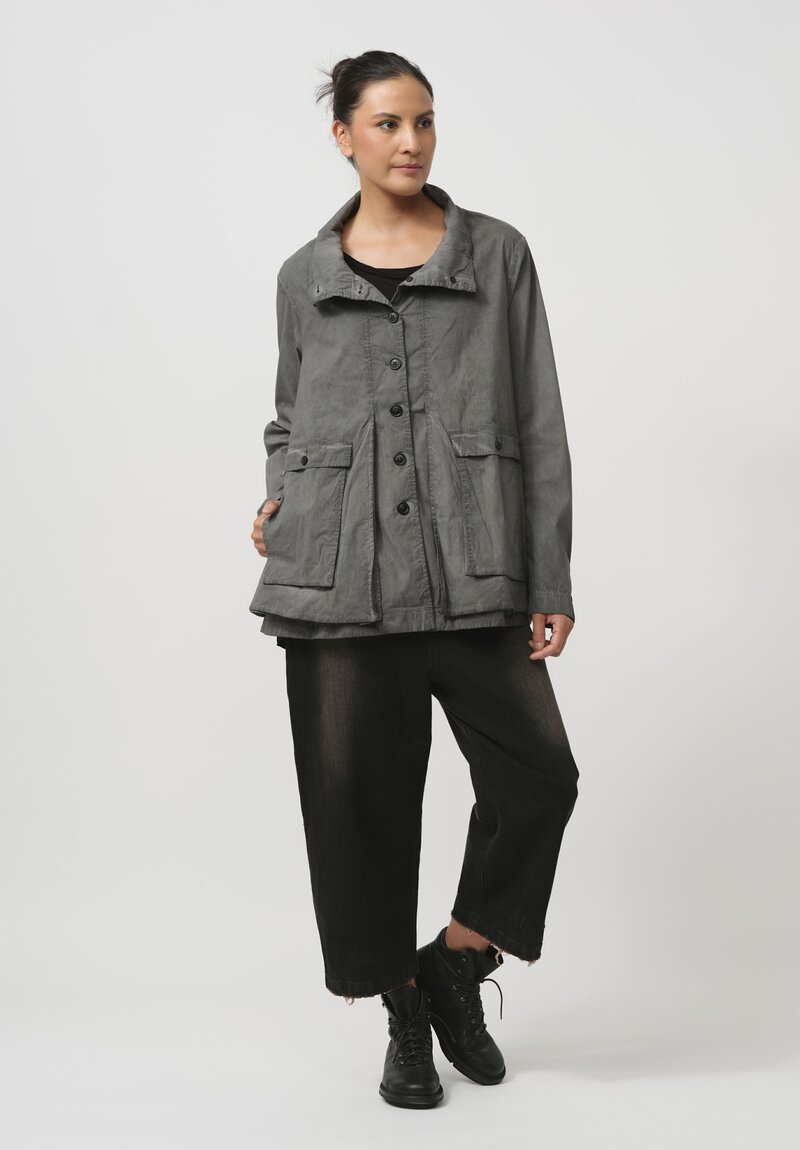 Rundholz Dip Hooded Stretch Cotton Swing Jacket in Pencil Cloud Grey	