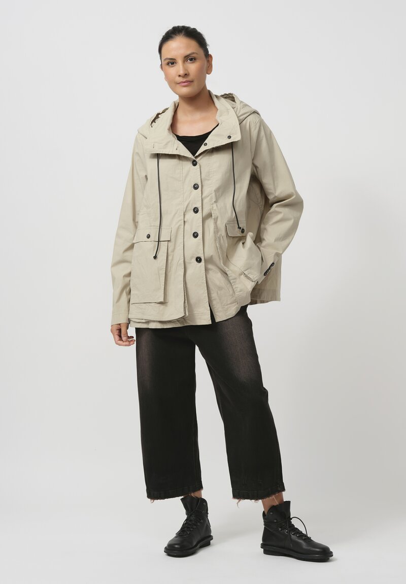 Rundholz Dip Hooded Stretch Cotton Swing Jacket in Eraser Grey	