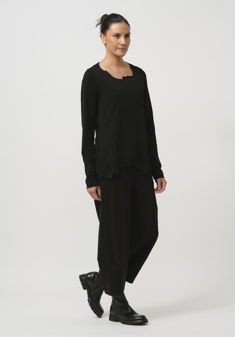 Rundholz Black Label Wide Leg Stretch Cotton Pants in Black	