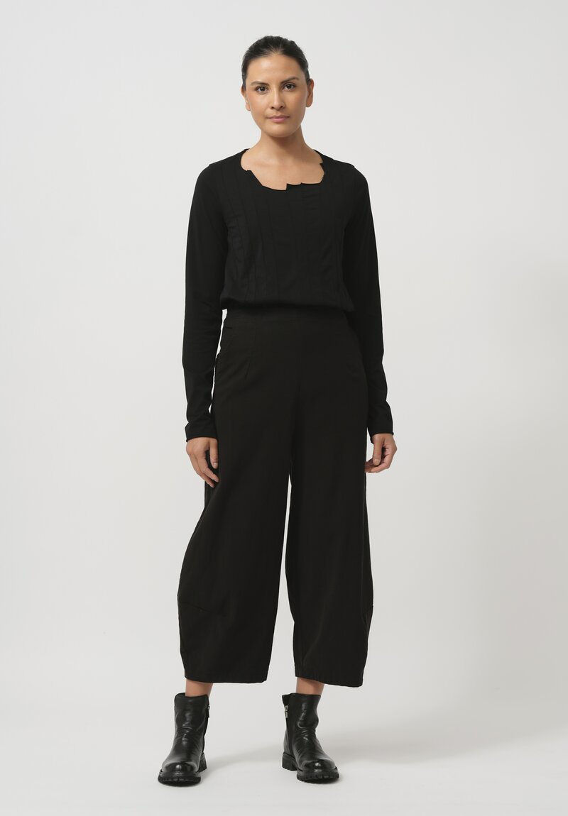 Rundholz Black Label Wide Leg Stretch Cotton Pants in Black	