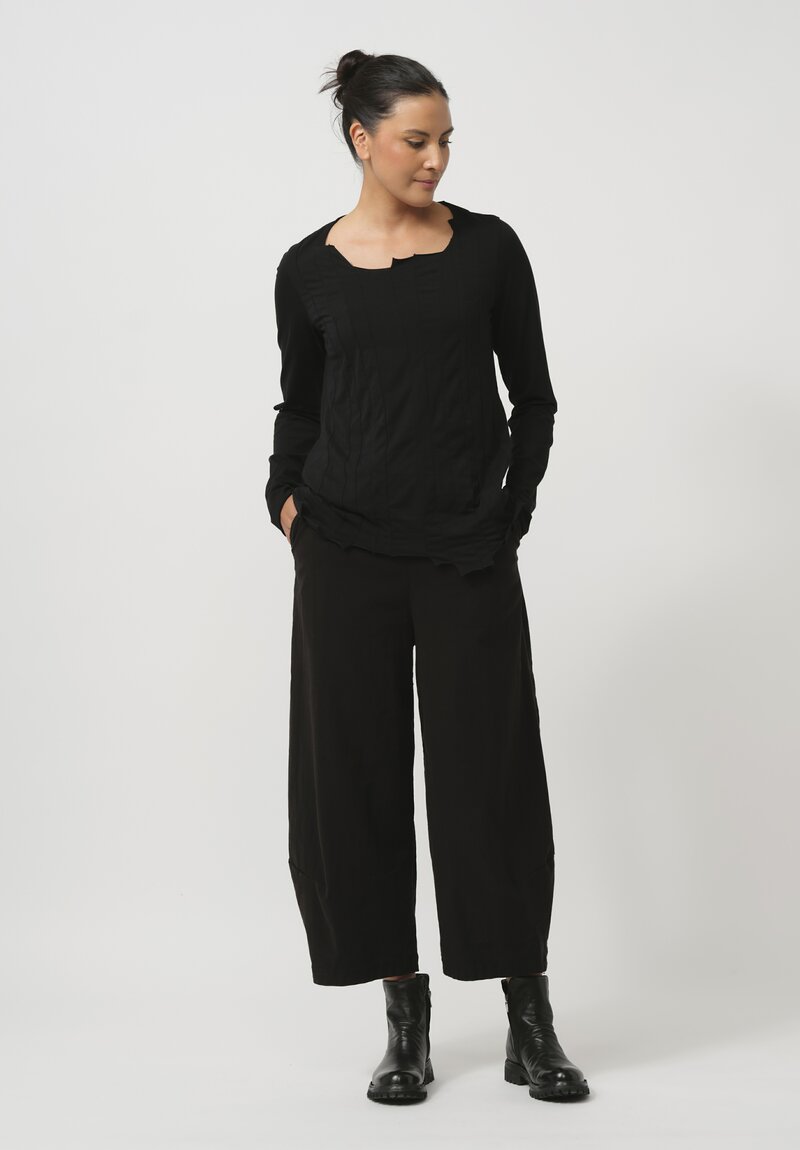 Rundholz Black Label Wide Leg Stretch Cotton Pants in Black	