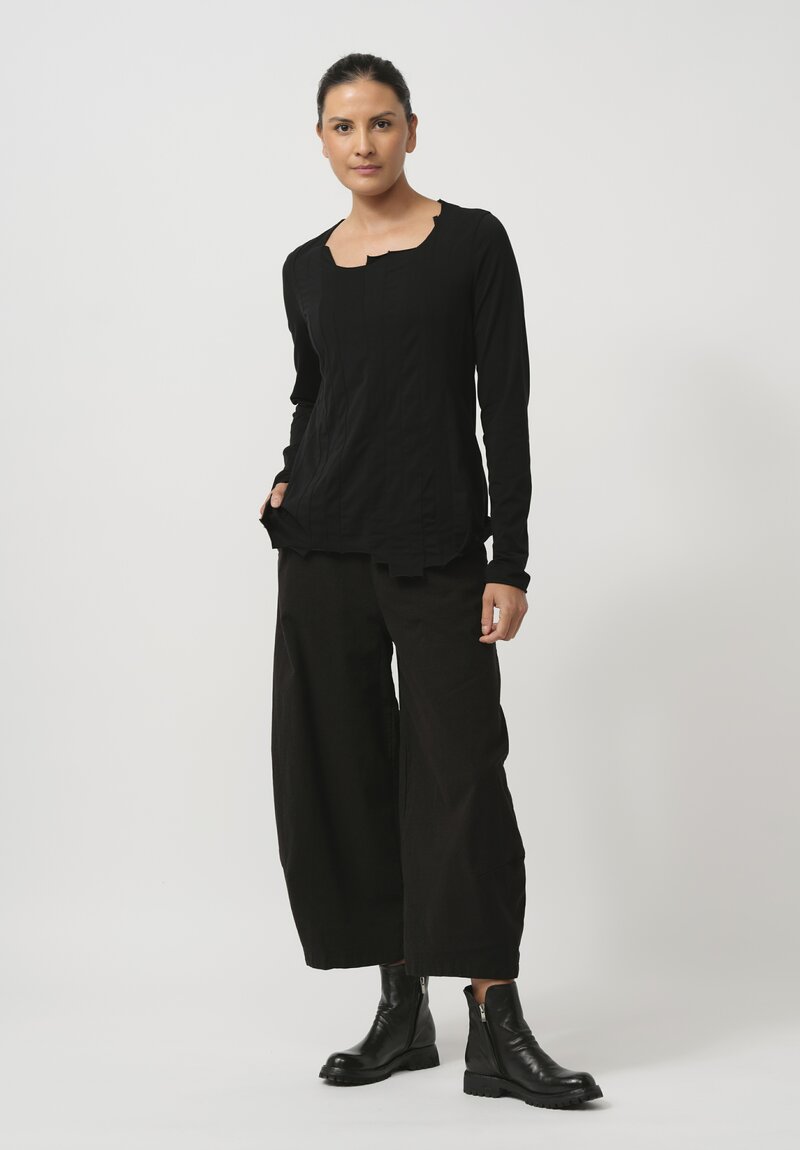 Rundholz Black Label Wide Leg Stretch Cotton Pants in Black Stripe	