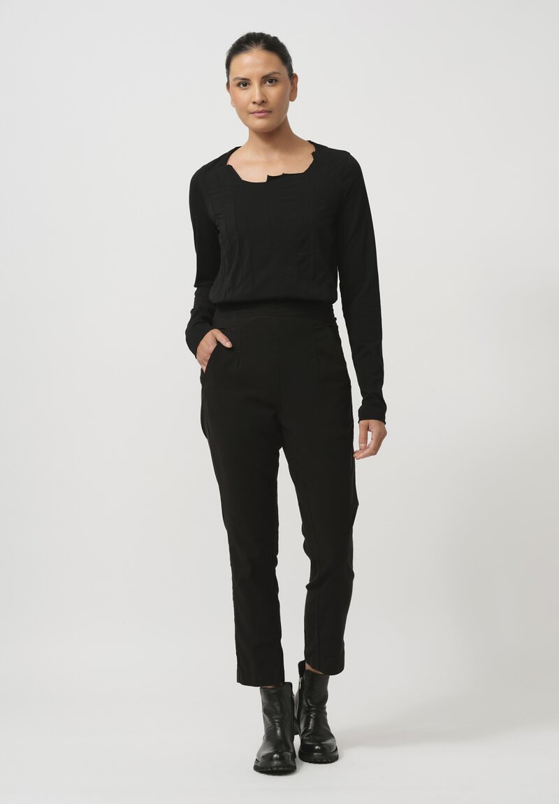 Rundholz Black Label Tapered Stretch Cotton Pants in Black	