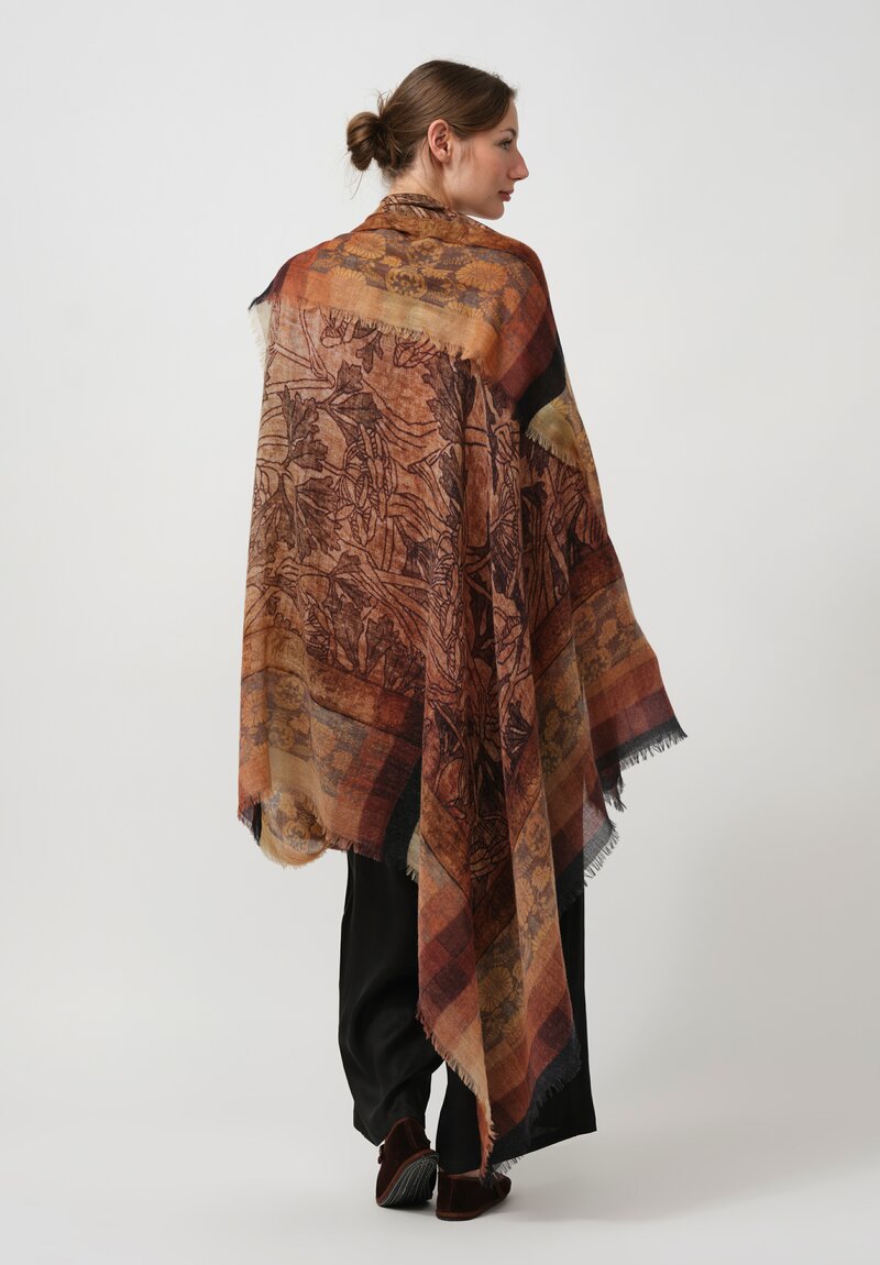 Pierre-Louis Mascia Euclide Cashmere Scarf in Rust Orange & Black	