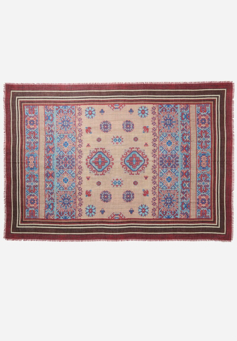 Pierre-Louis Mascia Euclide Cashmere Scarf in Maroon & Blue	