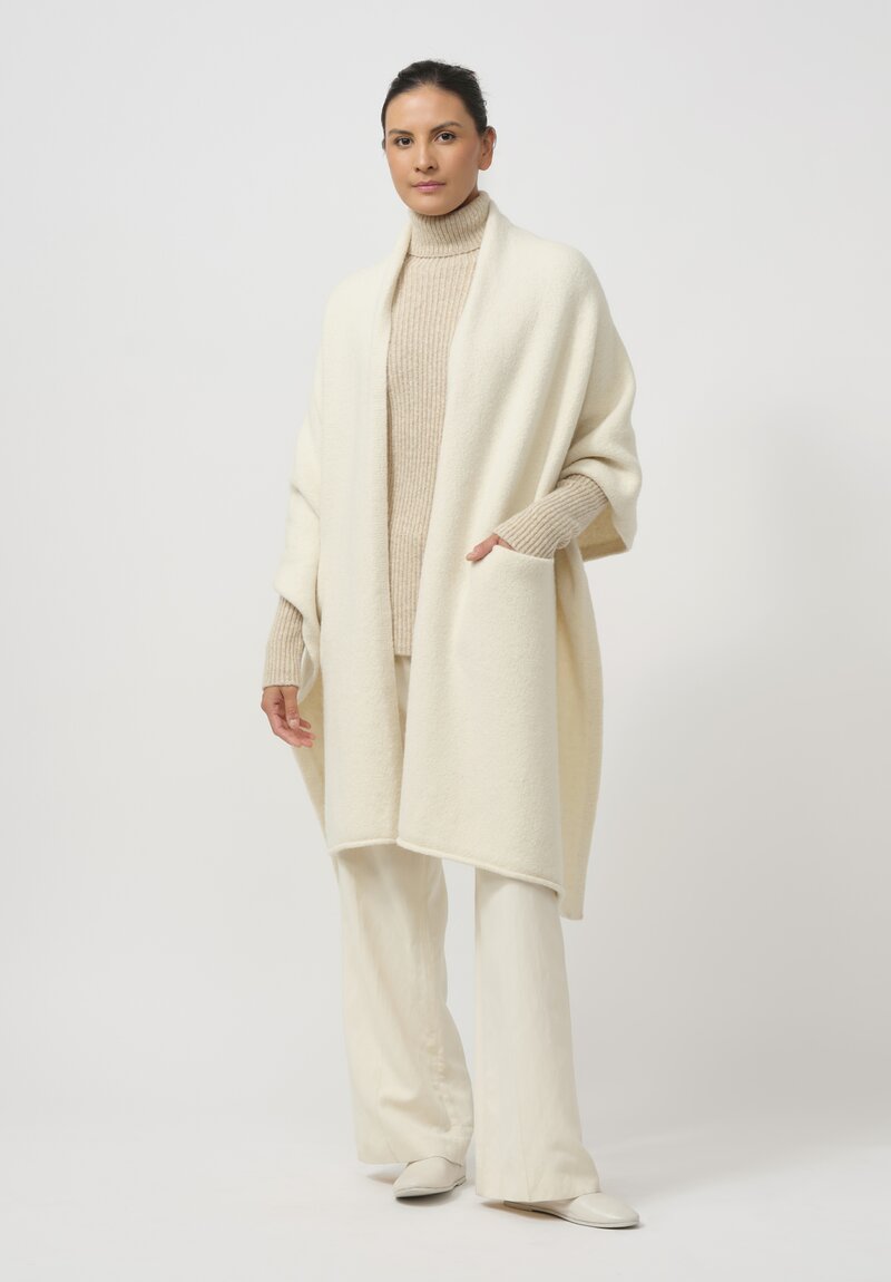 Lauren Manoogian Baby Alpaca & Wool U Cape in Raw White	