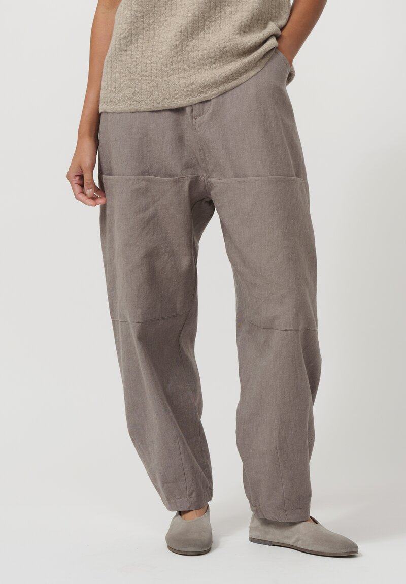 Lauren Manoogian Linen & Cotton Painter Pants in Umber Brown	