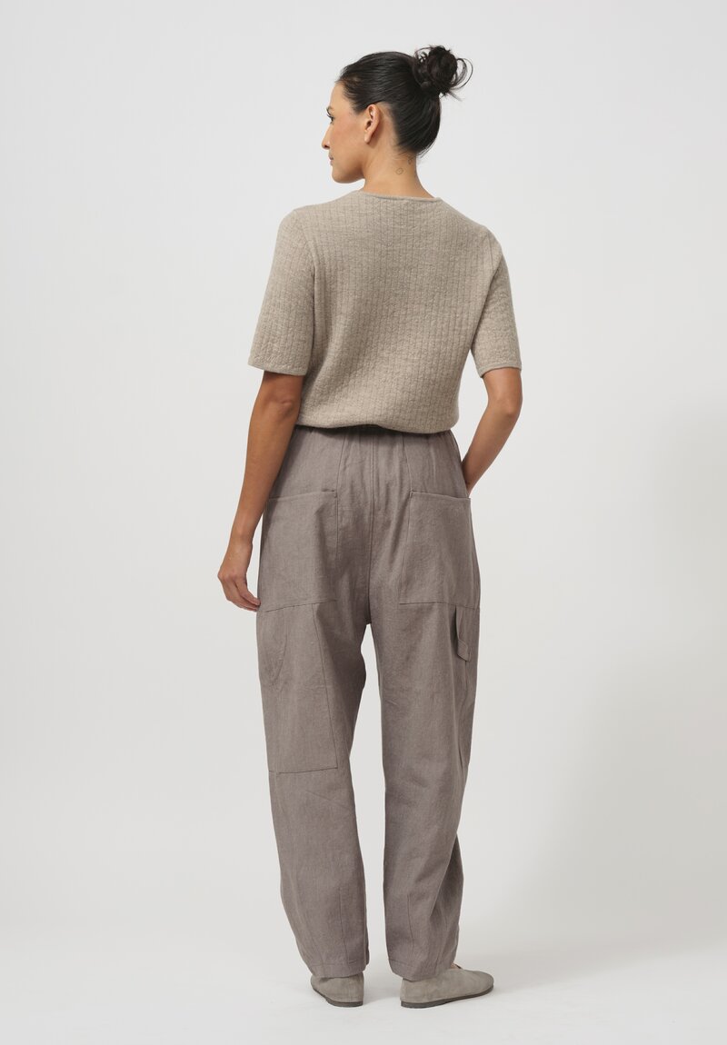 Lauren Manoogian Linen & Cotton Painter Pants in Umber Brown	