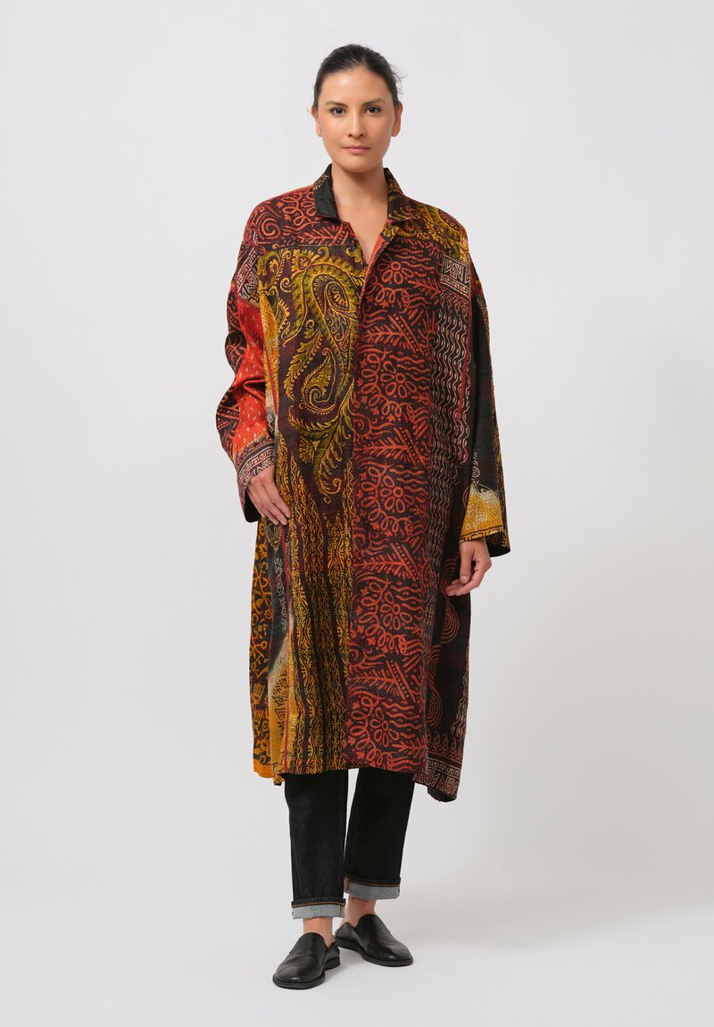 Mieko Mintz Vintage Silk Patch Oversized Coat	