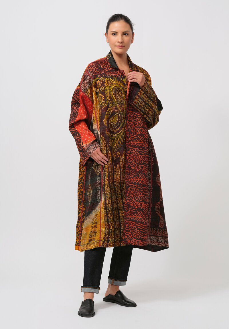 Mieko Mintz Vintage Silk Patch Oversized Coat	