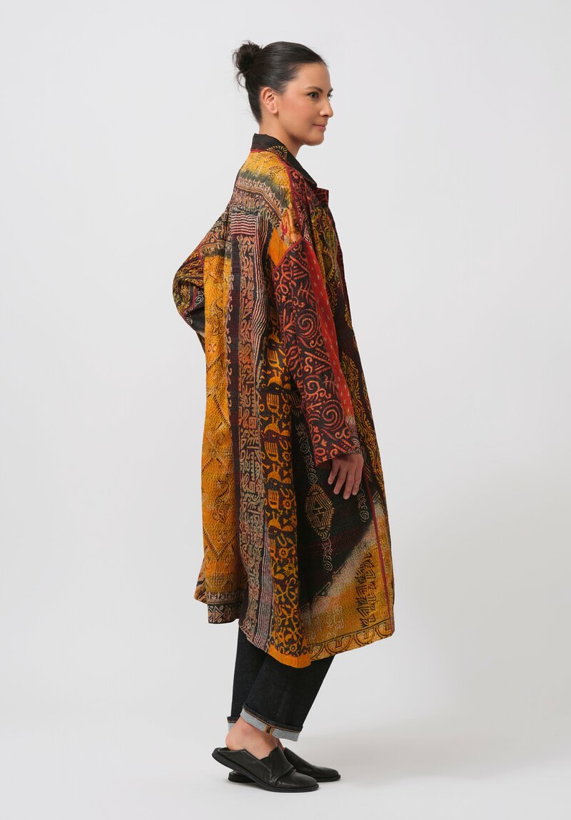 Mieko Mintz Vintage Silk Patch Oversized Coat	