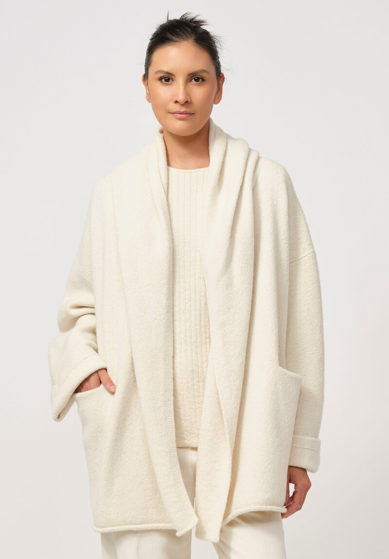 Lauren Manoogian Baby Alpaca & Wool Manta Coat in Raw White	