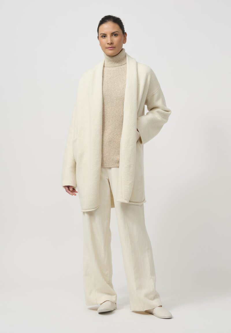 Lauren Manoogian Baby Alpaca & Wool Taper Coat in Raw White	