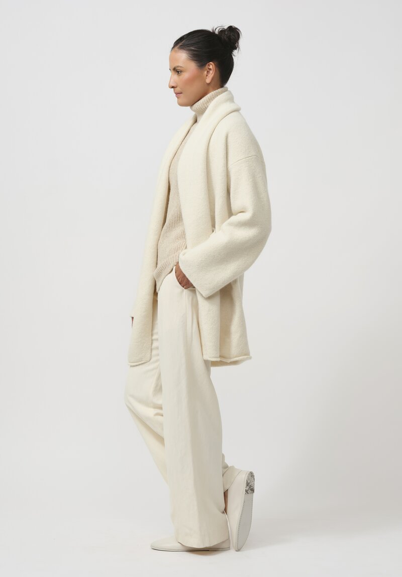 Lauren Manoogian Baby Alpaca & Wool Taper Coat in Raw White	