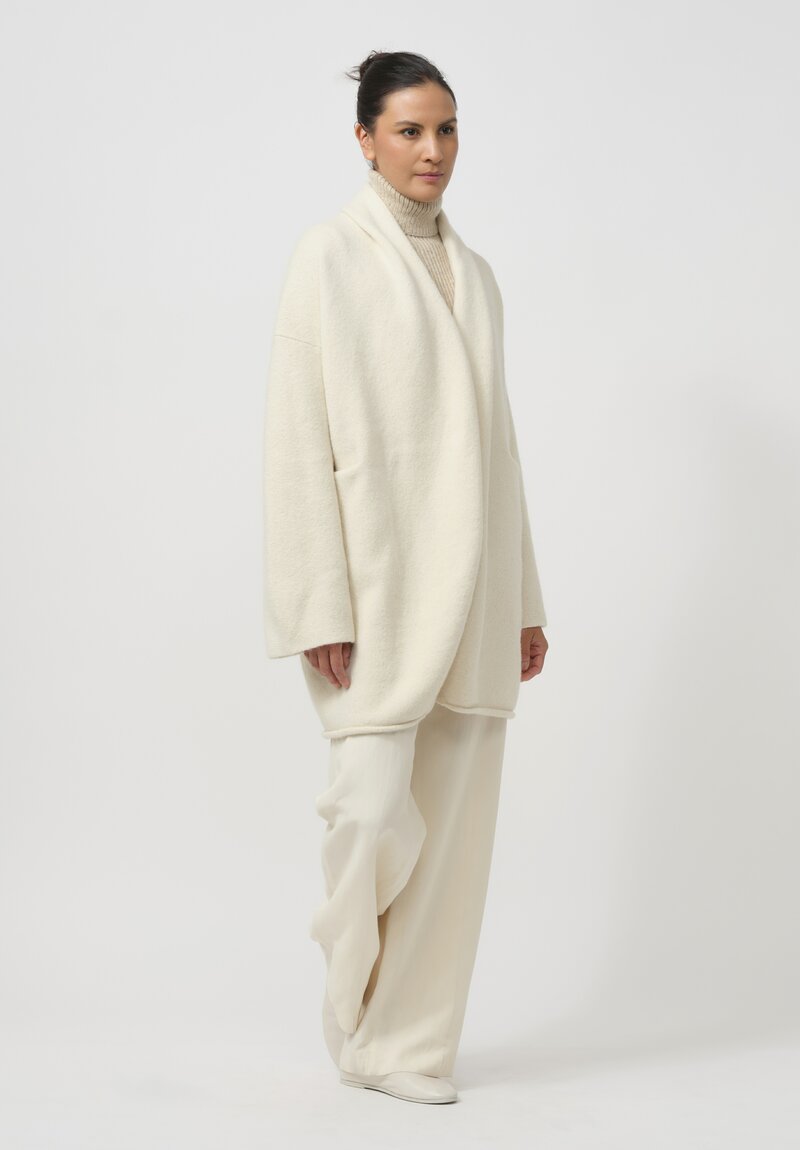 Lauren Manoogian Baby Alpaca & Wool Taper Coat in Raw White	