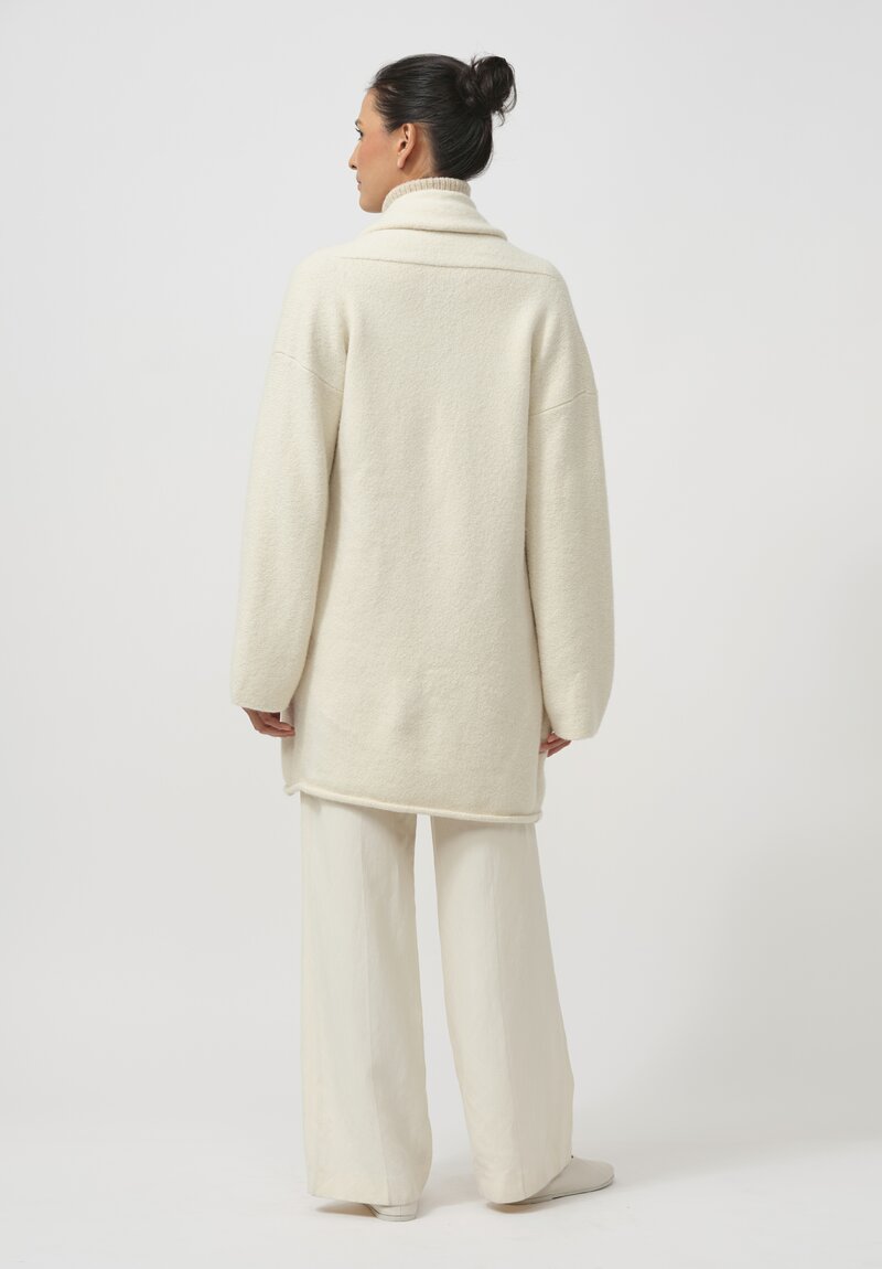 Lauren Manoogian Baby Alpaca & Wool Taper Coat in Raw White	