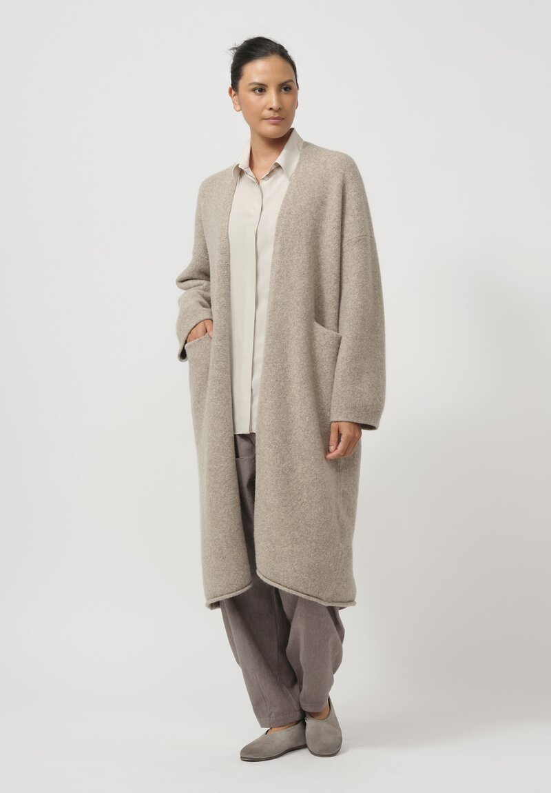 Lauren Manoogian Baby Alpaca & Wool Long Open Cardigan in Dust	