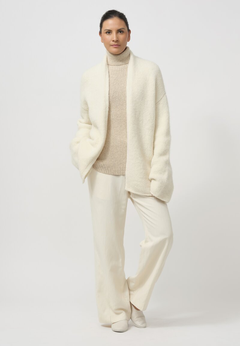 Lauren Manoogian Baby Alpaca & Wool Vello Cardigan in Raw White	