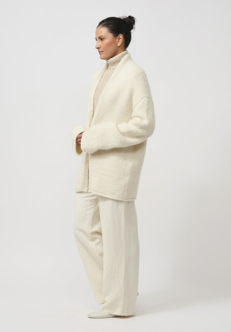 Lauren Manoogian Baby Alpaca & Wool Vello Cardigan in Raw White	