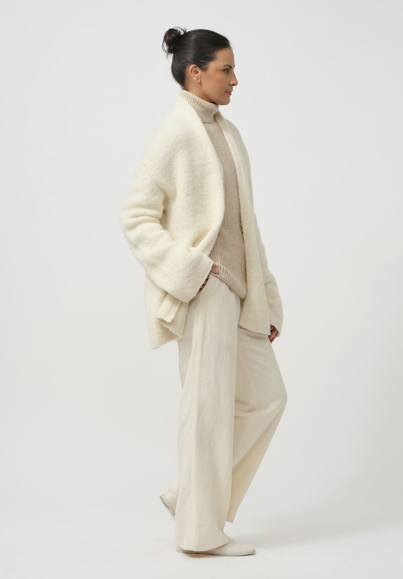 Lauren Manoogian Baby Alpaca & Wool Vello Cardigan in Raw White	