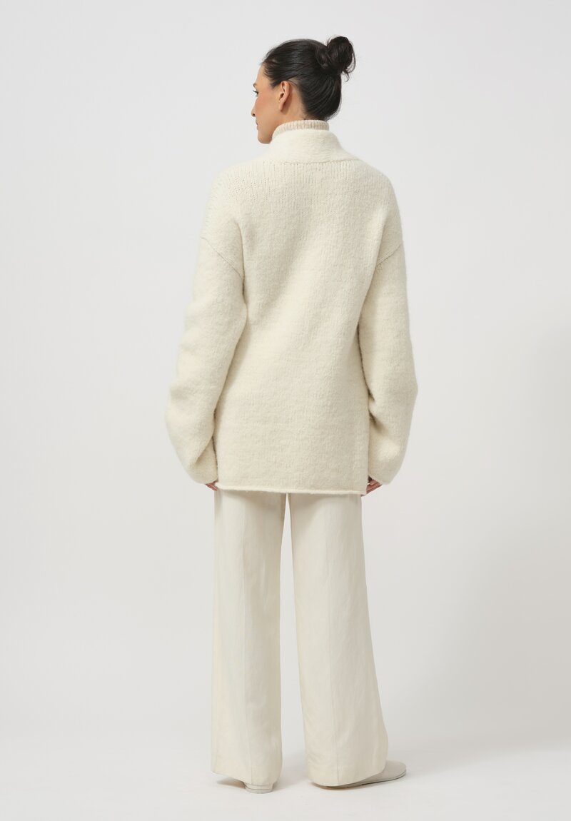 Lauren Manoogian Baby Alpaca & Wool Vello Cardigan in Raw White	