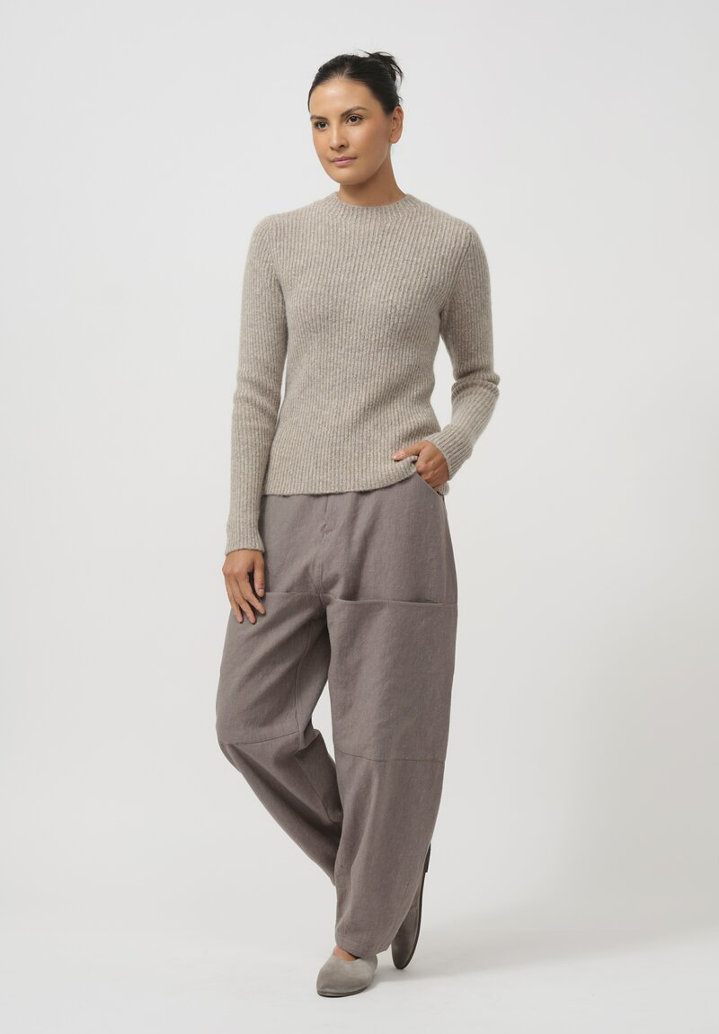 Lauren Manoogian Super Baby Alpaca & Cashmere Soft Rib Crewneck in Dust	