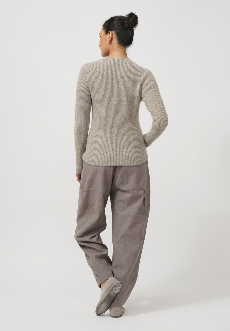 Lauren Manoogian Super Baby Alpaca & Cashmere Soft Rib Crewneck in Dust	