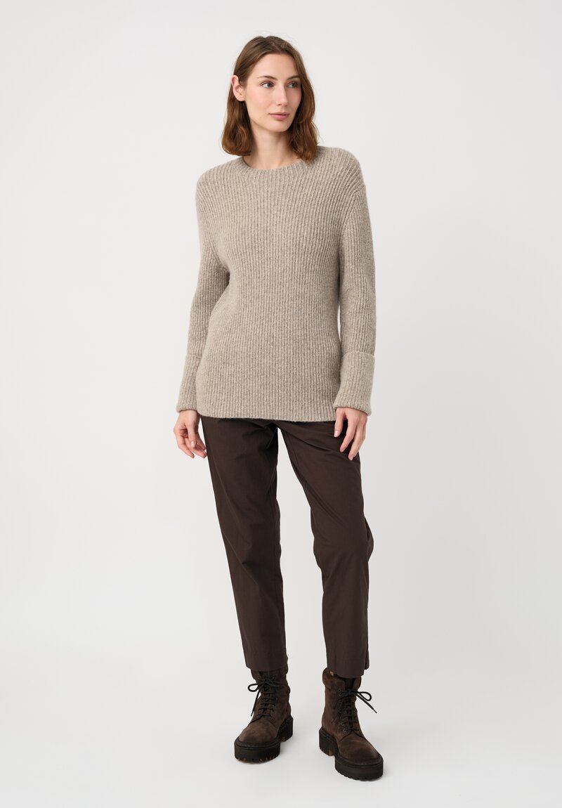 Lauren Manoogian Super Baby Alpaca & Cashmere Soft Rib Crewneck in Dust