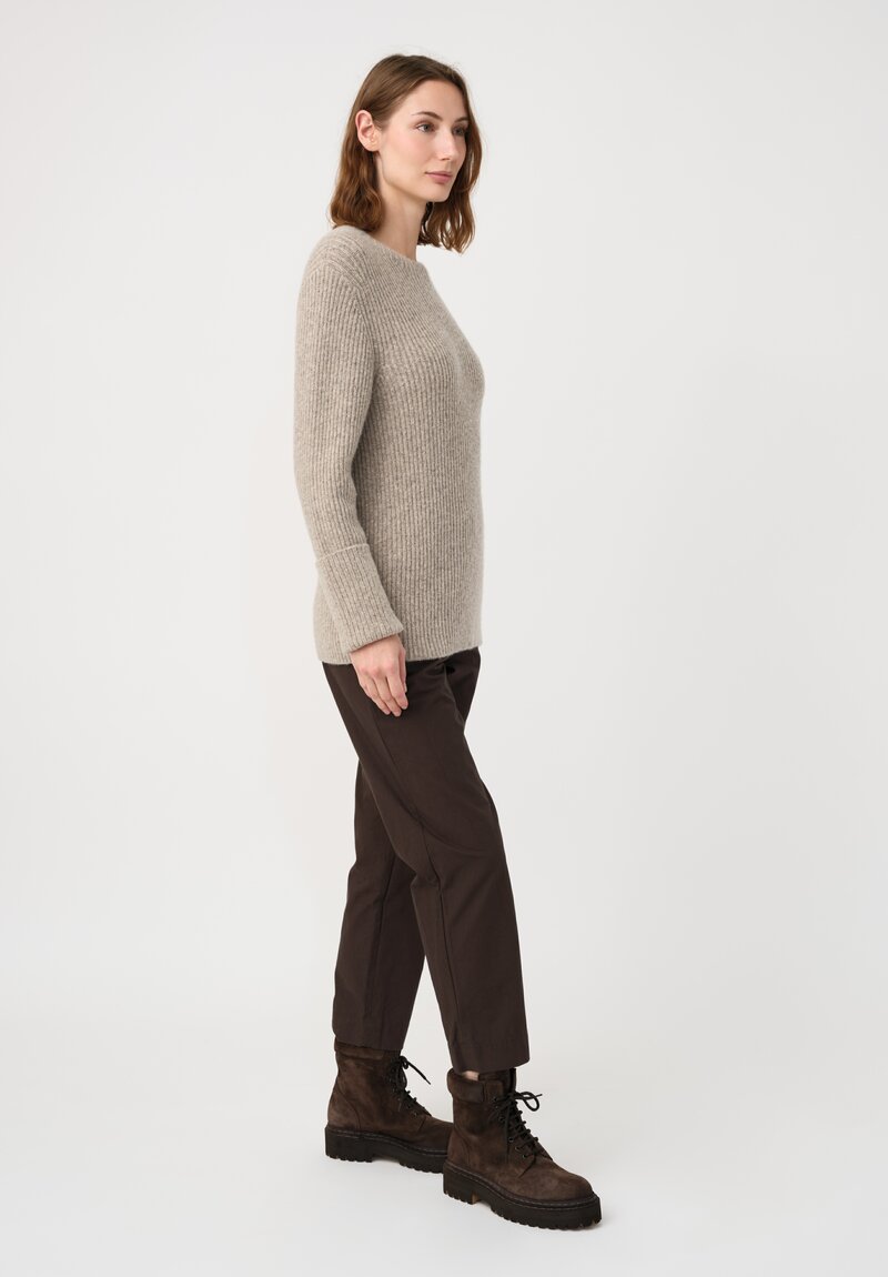 Lauren Manoogian Super Baby Alpaca & Cashmere Soft Rib Crewneck in Dust