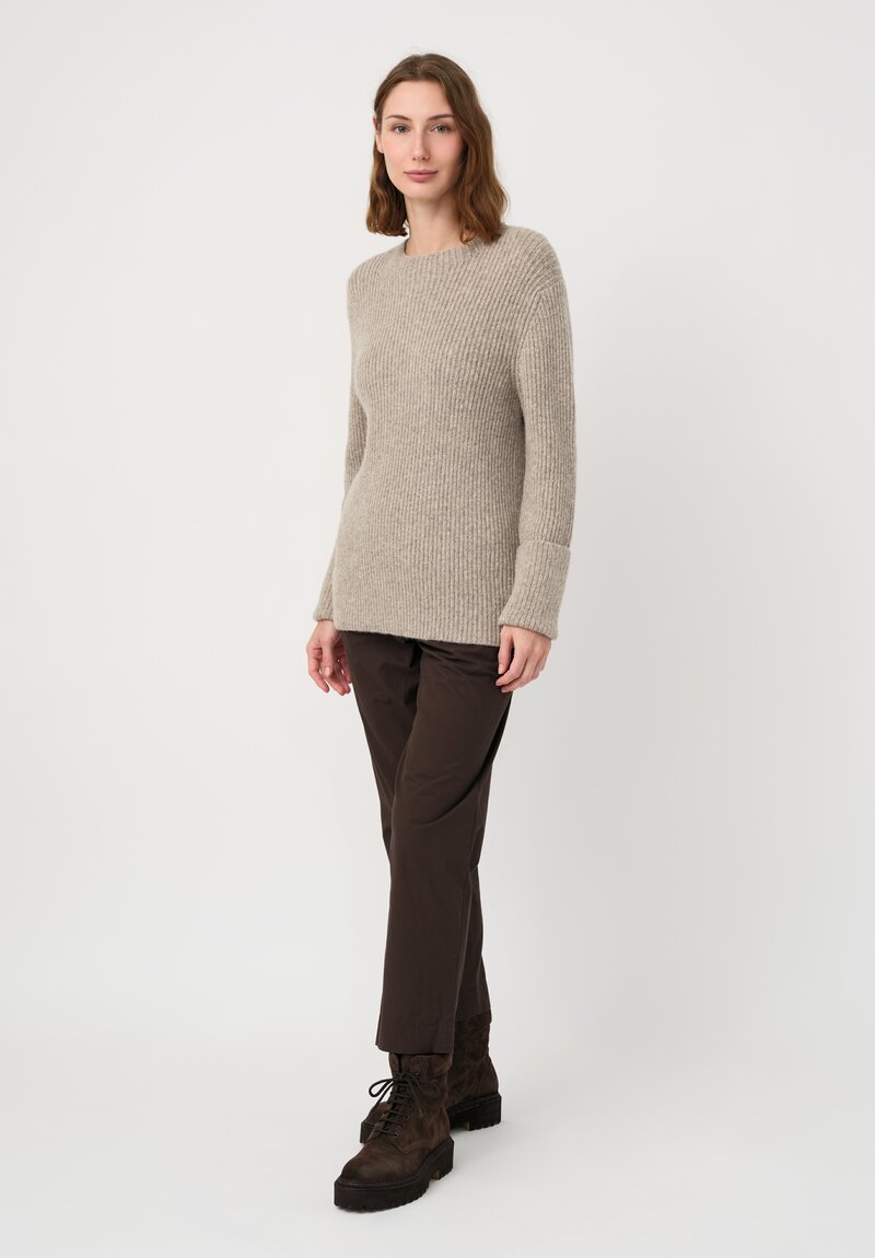 Lauren Manoogian Super Baby Alpaca & Cashmere Soft Rib Crewneck in Dust