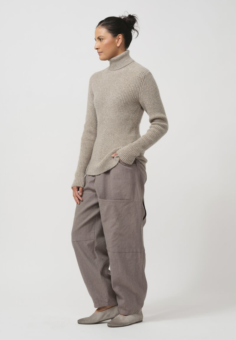 Lauren Manoogian Super Baby Alpaca & Cashmere Soft Rib Turtleneck in Dust	