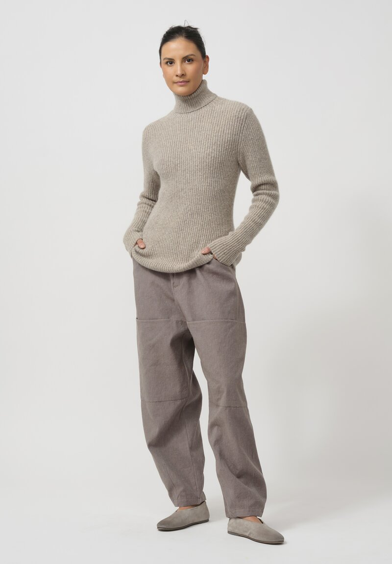 Lauren Manoogian Super Baby Alpaca & Cashmere Soft Rib Turtleneck in Dust	