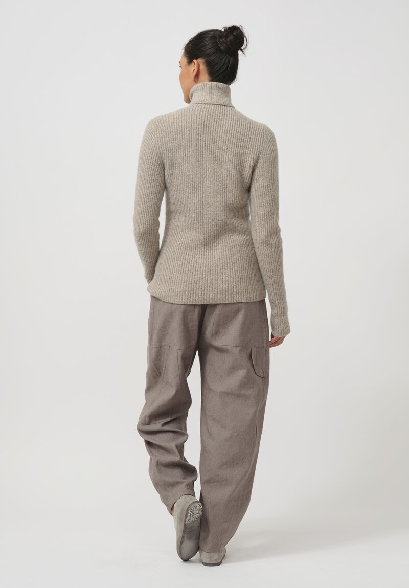 Lauren Manoogian Super Baby Alpaca & Cashmere Soft Rib Turtleneck in Dust	