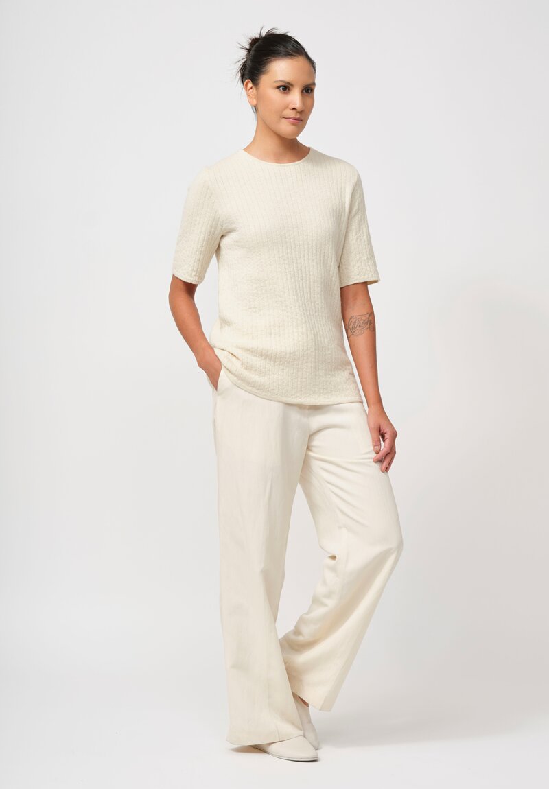 Lauren Manoogian Baby Alpaca & Wool Line Quilt Tee in Raw White	