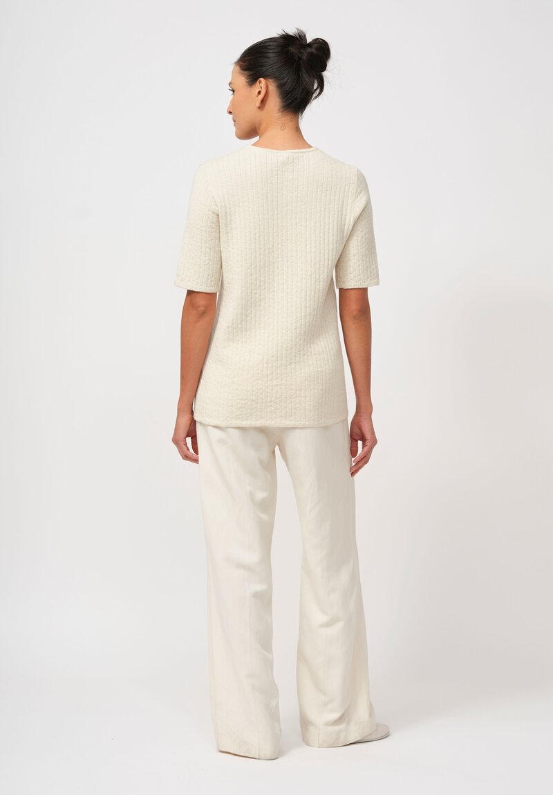 Lauren Manoogian Baby Alpaca & Wool Line Quilt Tee in Raw White	