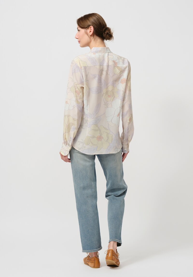 Dries Van Noten Silk Chowy Shirt in Floral Lilac & Green	