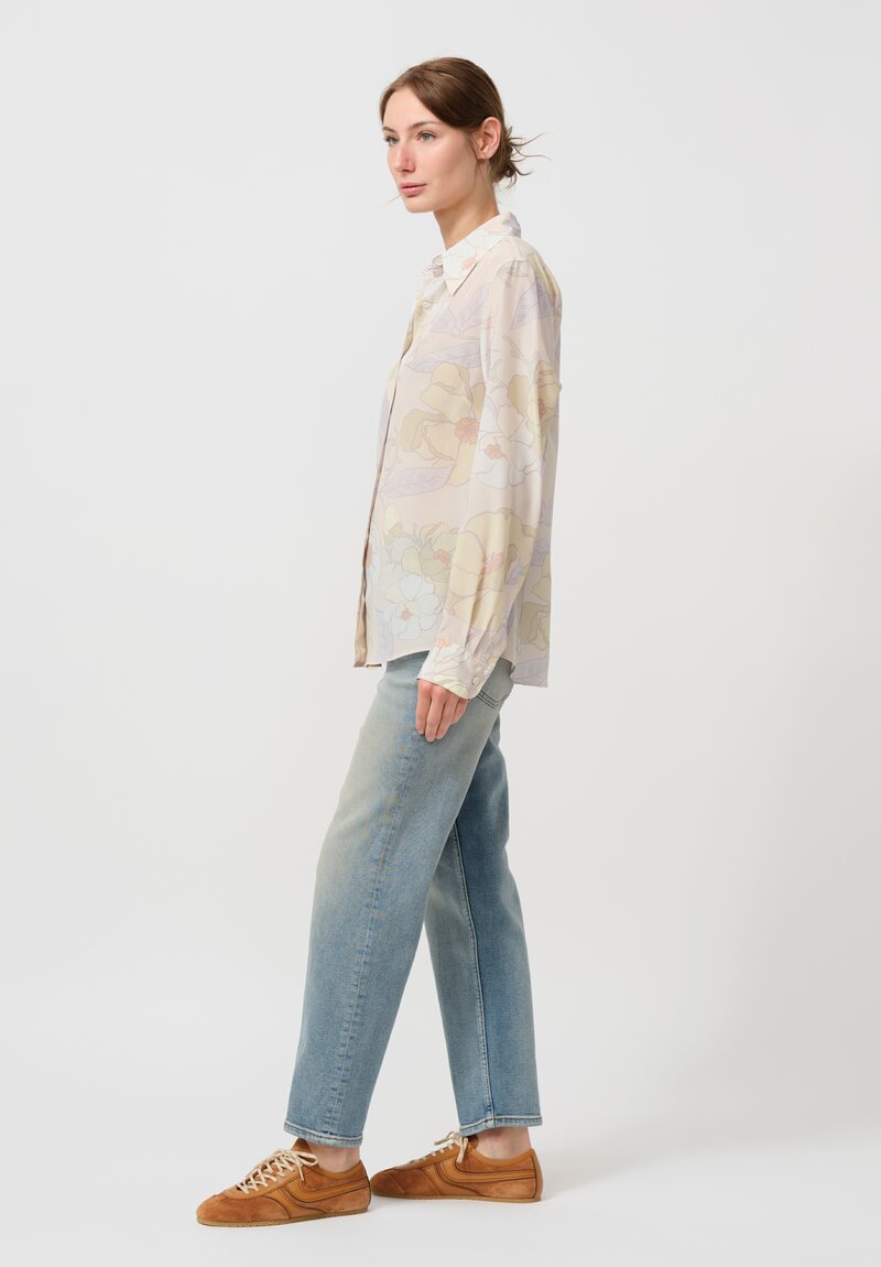 Dries Van Noten Silk Chowy Shirt in Floral Lilac & Green	