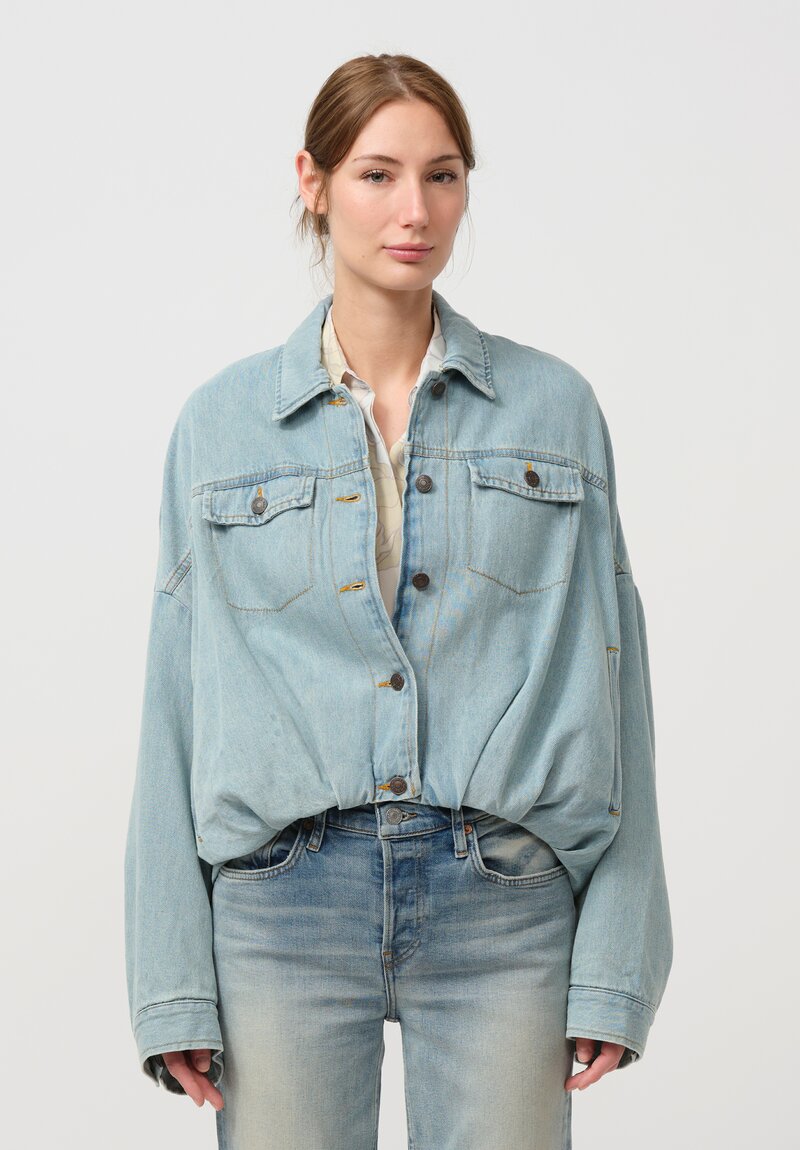 Dries Van Noten Cotton Denim Quilted Vesto Jacket in Ice Blue	