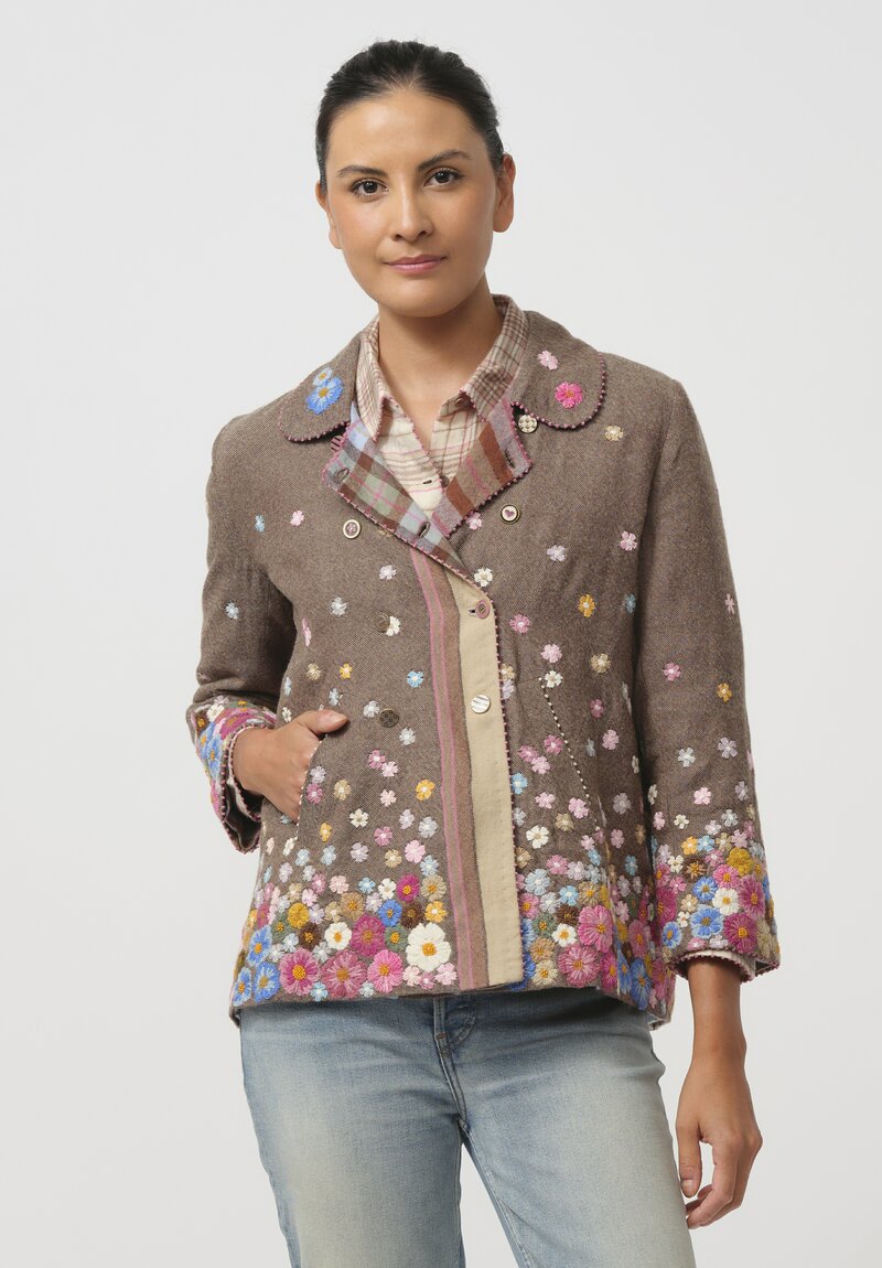 Péro Wool Embroidered Flower Jacket	