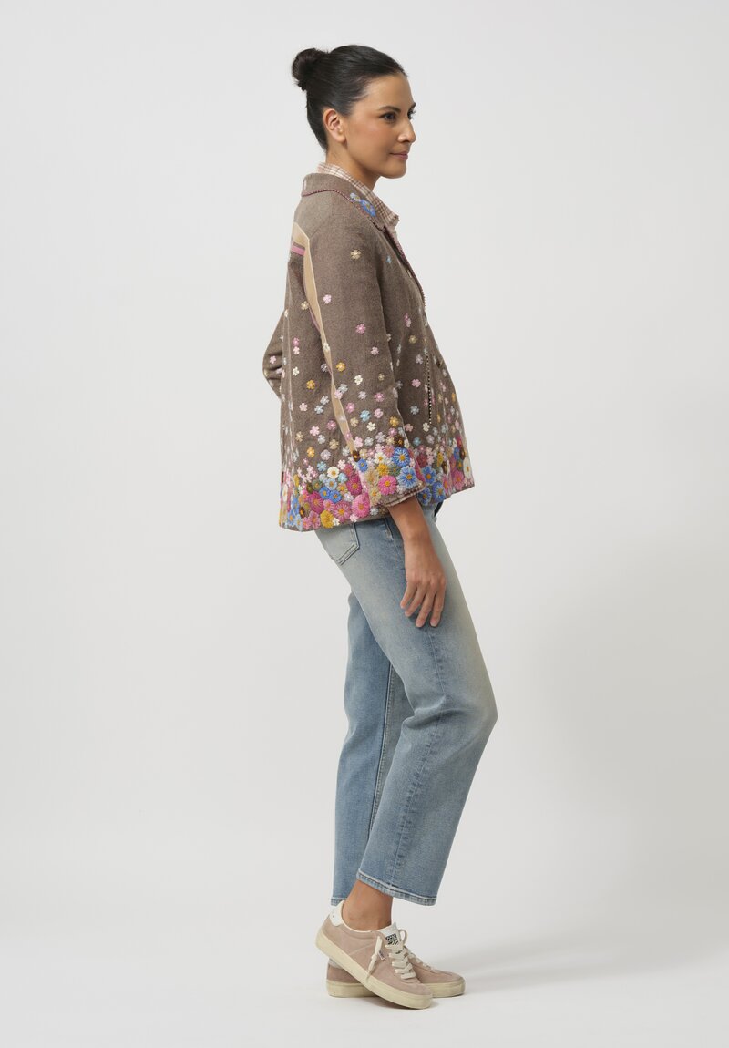 Péro Wool Embroidered Flower Jacket	