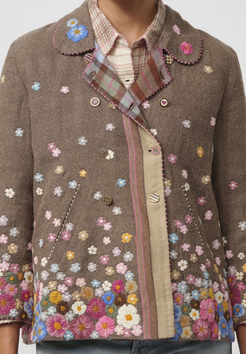 Péro Wool Embroidered Flower Jacket	