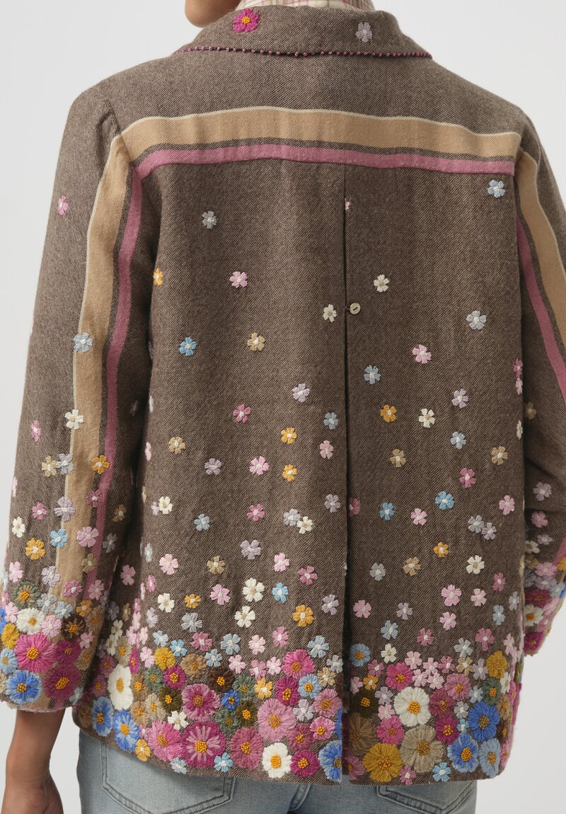 Péro Wool Embroidered Flower Jacket	