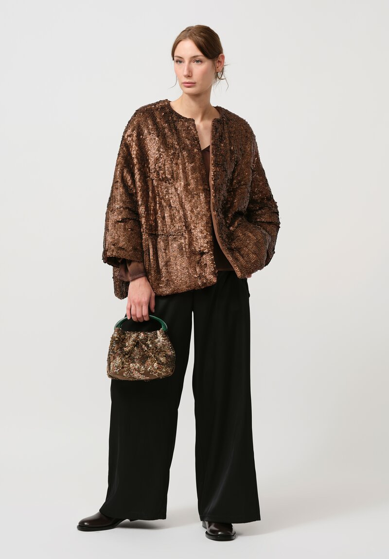 Dries Van Noten Leather Embellished Crisp Bag in Brown	