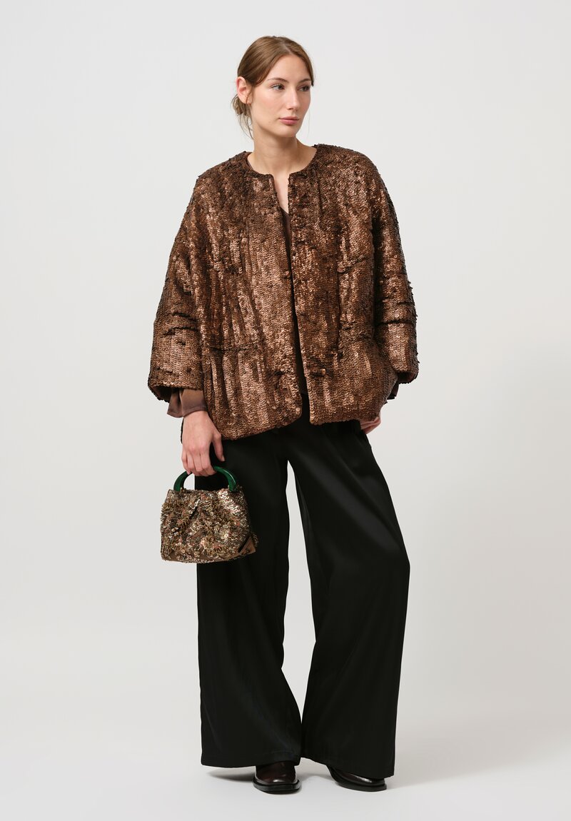 Dries Van Noten Leather Embellished Crisp Bag in Brown	