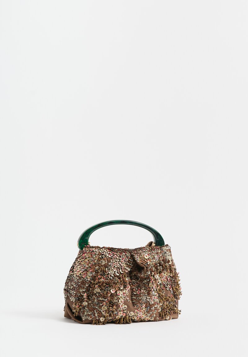 Dries Van Noten Leather Embellished Crisp Bag in Brown	